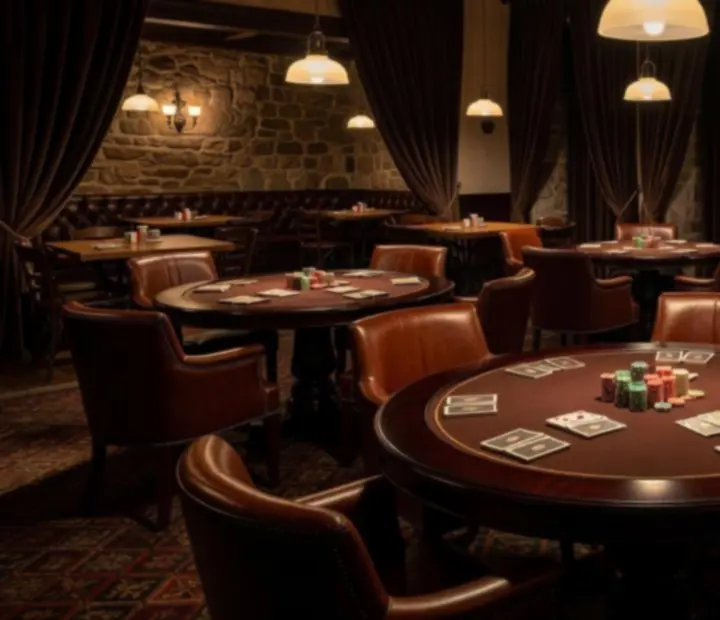 Mesa de póker premium en un lounge elegante y reservado