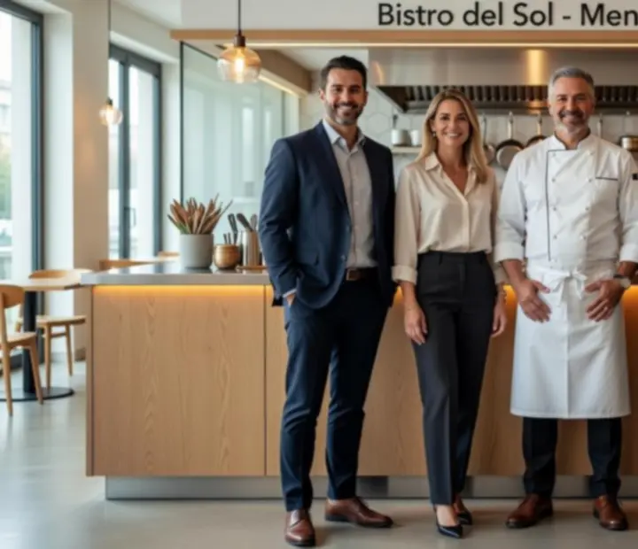 Equipo directivo de Mesaynaipes en el interior del bistró